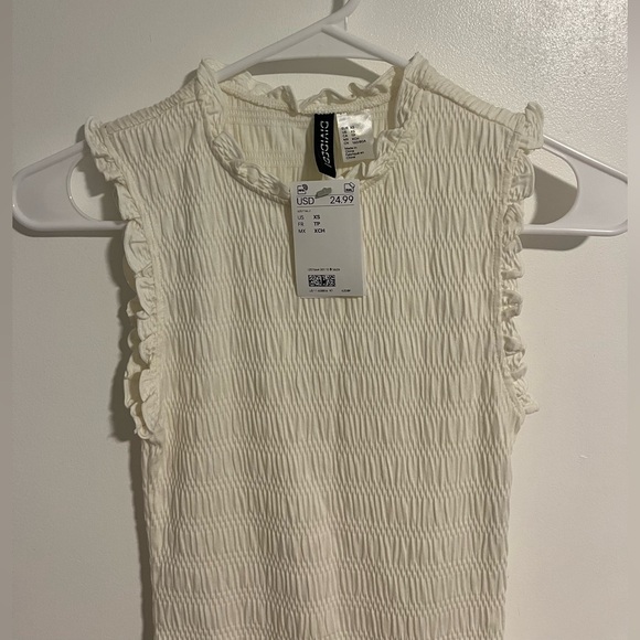 H&M Cream Ruffle Mini Dress - Picture 2 of 2